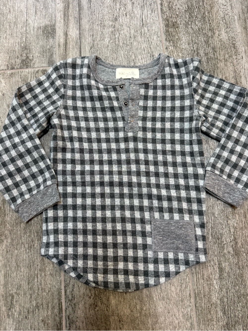 Miki Miette Toddler Plaid Henley Shirt - 2T